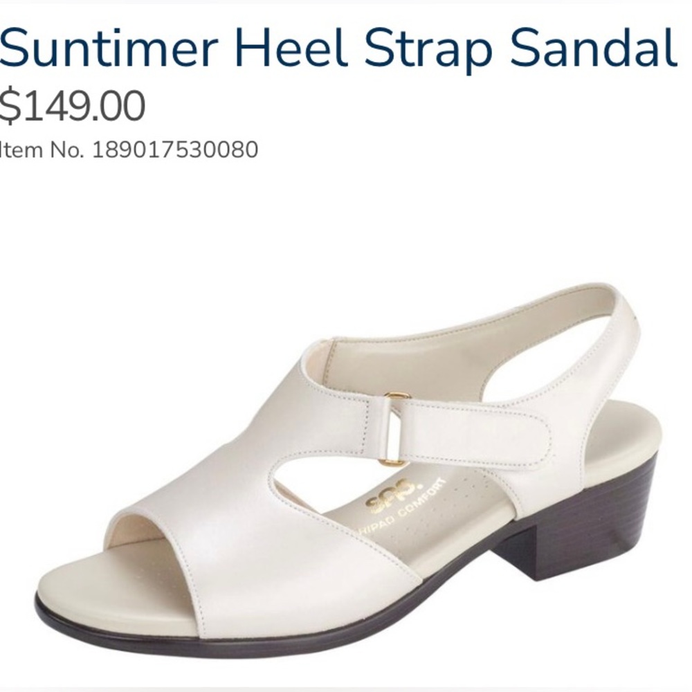 SAS Suntimer Heel Strap Sandal-Pearl Bone-Women’s Size 10M